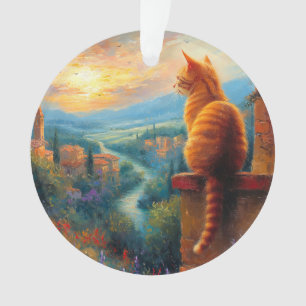 Tuscan Sunset with a Ginger Cat Ornament