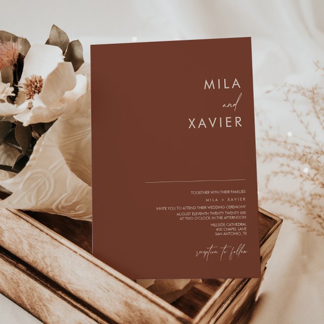 Tuscan Terracotta | Modern Minimal Wedding Invitation (Creator Uploaded)