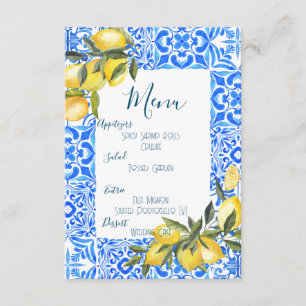 Tuscan Tile Watercolor Lemons Menu 