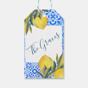 Tuscan Tile Watercolor with Lemon Gift Tags