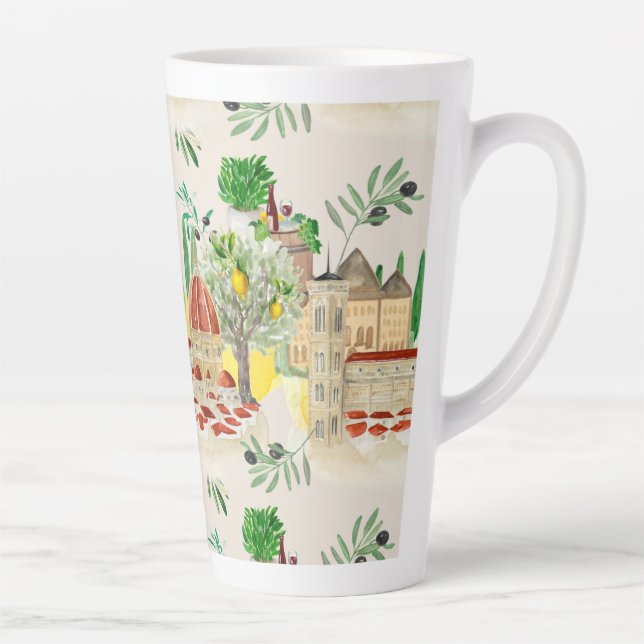 Tuscan,Tuscany,Italy,olives,lemons, citrus   Latte Mug (Right)