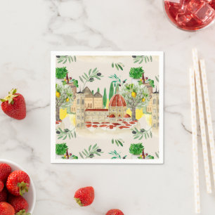 Tuscan,Tuscany,Italy,olives,lemons, Napkin