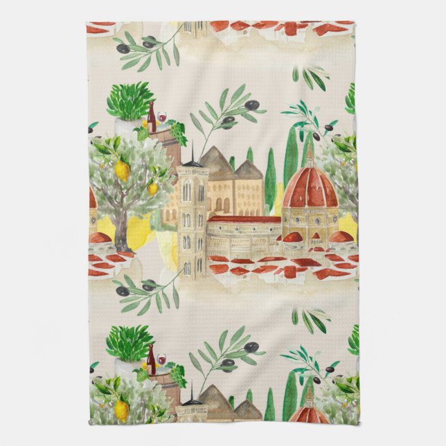 Tuscan,Tuscany,Italy,olives,lemons,  Tea Towel (Vertical)