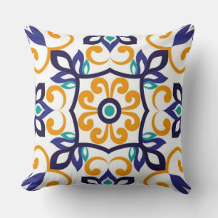 Tuscan Verve Vibrant Scrollwork Mediterranean Cushion