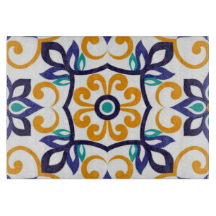 Tuscan Verve Vibrant Scrollwork Mediterranean Cutting Board