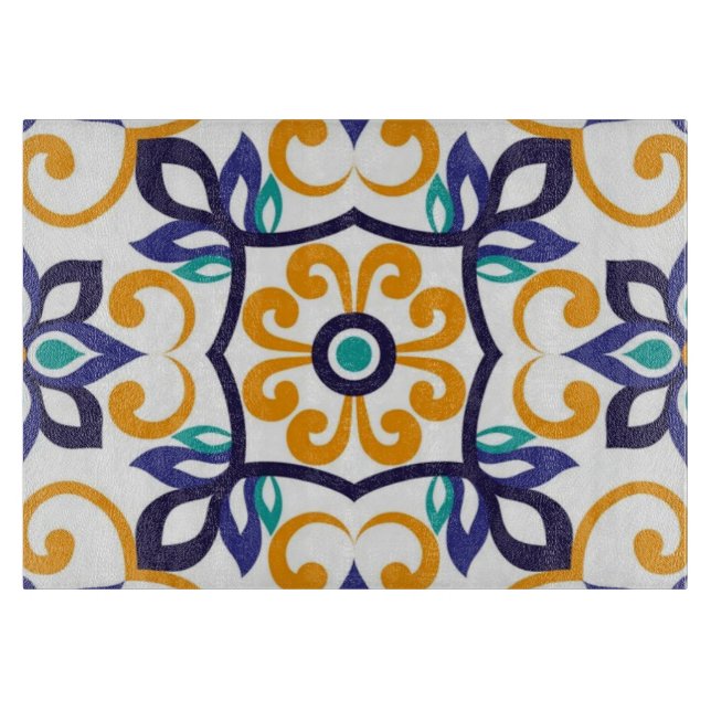 Tuscan Verve Vibrant Scrollwork  Mediterranean  Cutting Board (Front)
