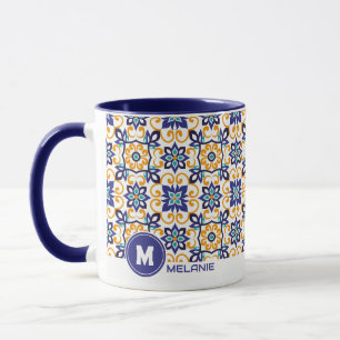 Tuscan Verve Vibrant Scrollwork Mediterranean Mug