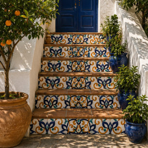 Tuscan Verve Vibrant Scrollwork Mediterranean Tile