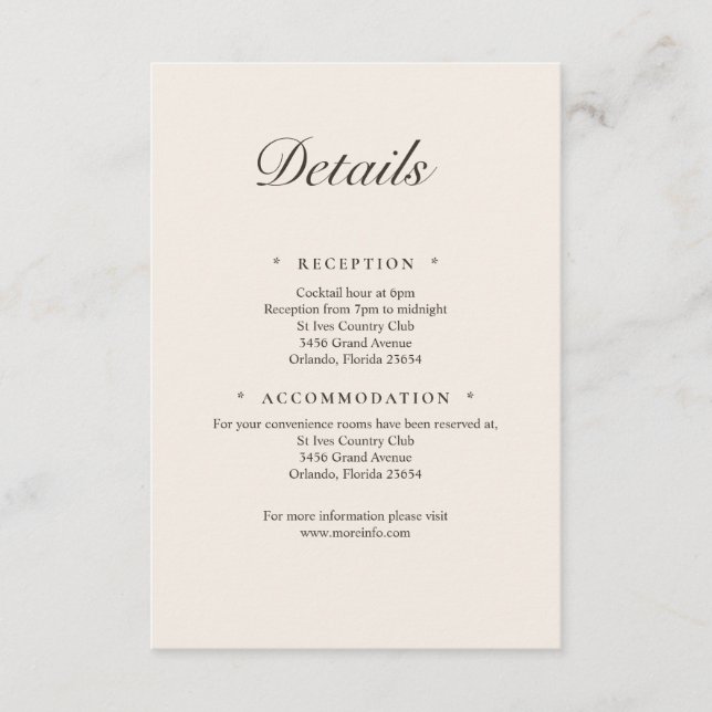 Tuscan Villa Script Details Enclosure Card (Front)