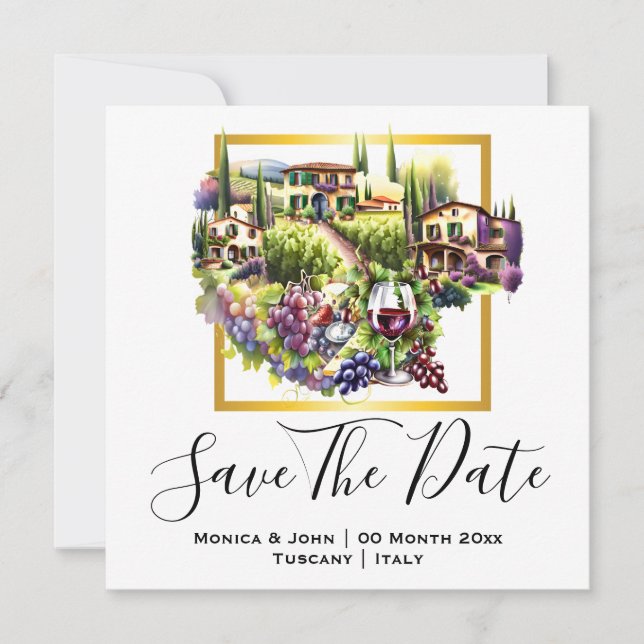 Tuscan Villas Italian winery Italy vino watercolor Invitation (Front)