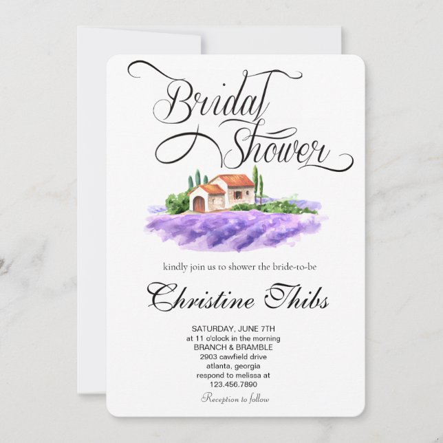 Tuscan Vineyard Bridal Shower Invitation (Front)