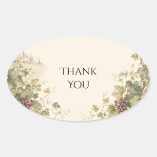 Tuscan Vineyard Grapevine Thank You Sticker