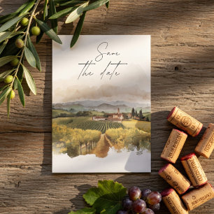 Tuscan Vineyard Italian Countryside Save The Date Invitation