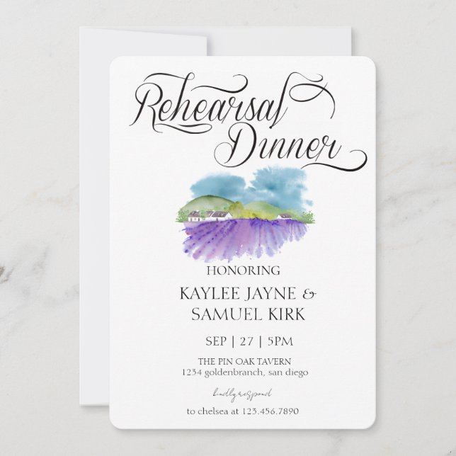 Tuscan Vineyard Rehearsal Dinner Invitation (Front)