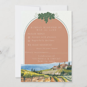 Tuscan Vineyard Wedding RSVP Card Editable
