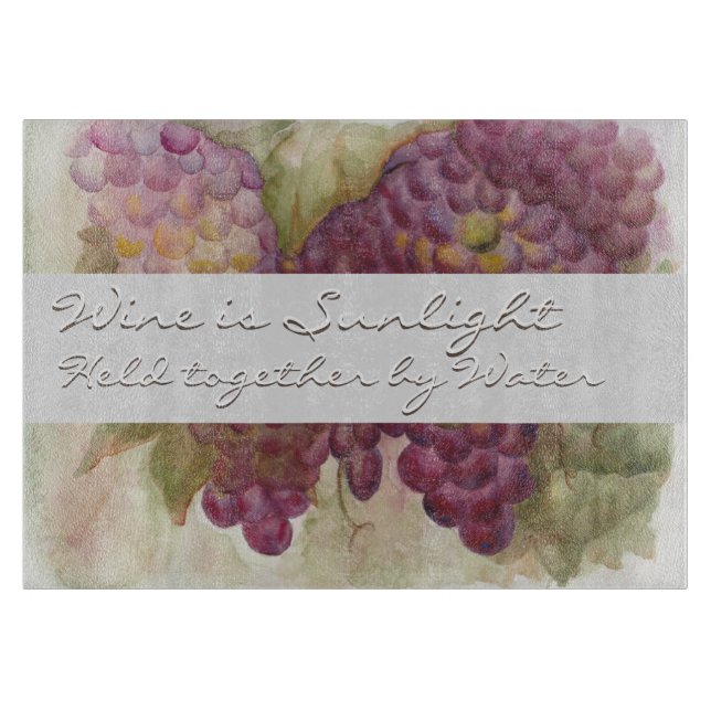Tuscan Watercolor Grape Vineyard Galileo Quote Cutting Board (Front)