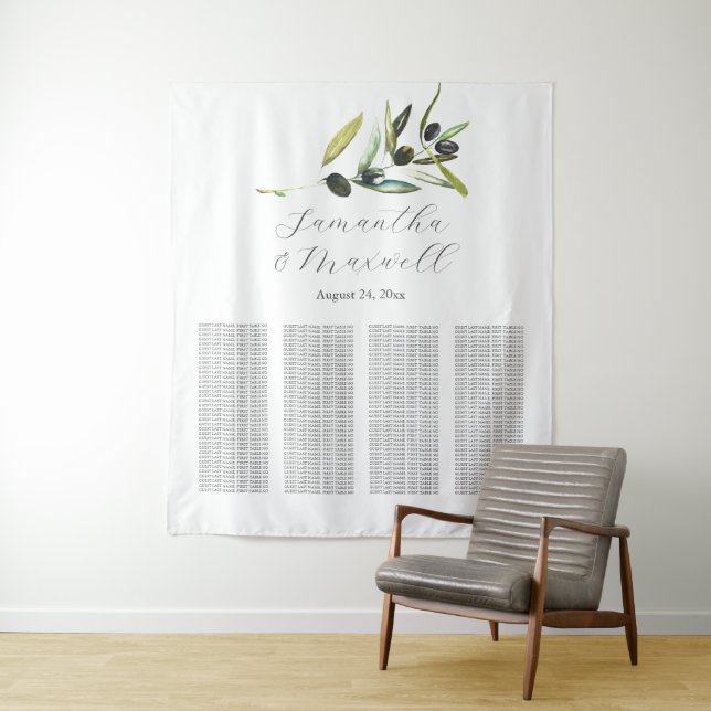 Tuscan Wedding Welcome Sign Seating Chart Tapestry (In Situ)