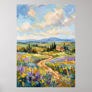 Tuscan Wildflower Path Landscape Poster