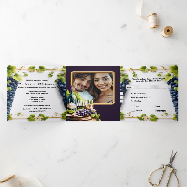 Tuscan Winery All-in-One Wedding Invitation Photo (Inside)