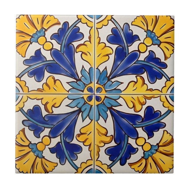 tuscan yellow green flowers tiles (Front)