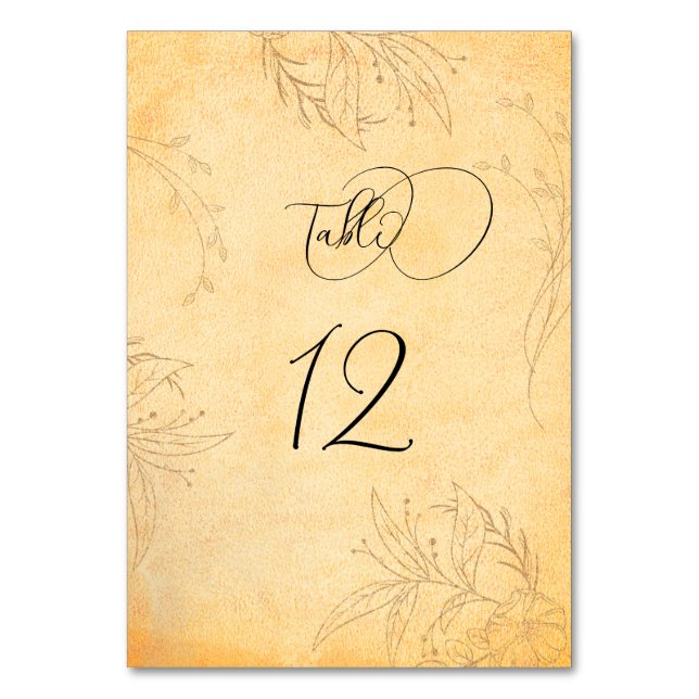 Tuscany Autumn Texture Tracery Table Number (Front)