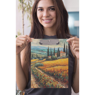 Tuscany countryside Italy van Gogh style Clipboard
