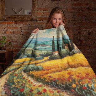 Tuscany countryside Italy van Gogh style Fleece Blanket