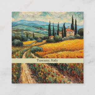 Tuscany countryside Italy van Gogh style Square Business Card