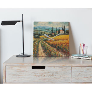 Tuscany countryside Italy van Gogh style Square Wall Clock