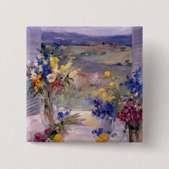 Tuscany Floral 15 Cm Square Badge (Front)