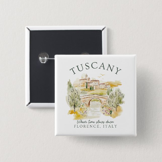Tuscany Florence Italy – Serene Summer Landscape 15 Cm Square Badge (Front & Back)
