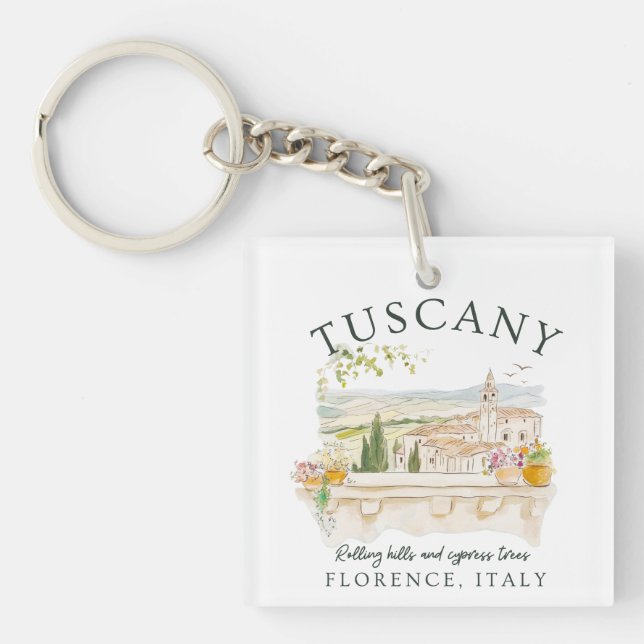 Tuscany Florence Travel – Rolling Hills & Trees Key Ring (Front)