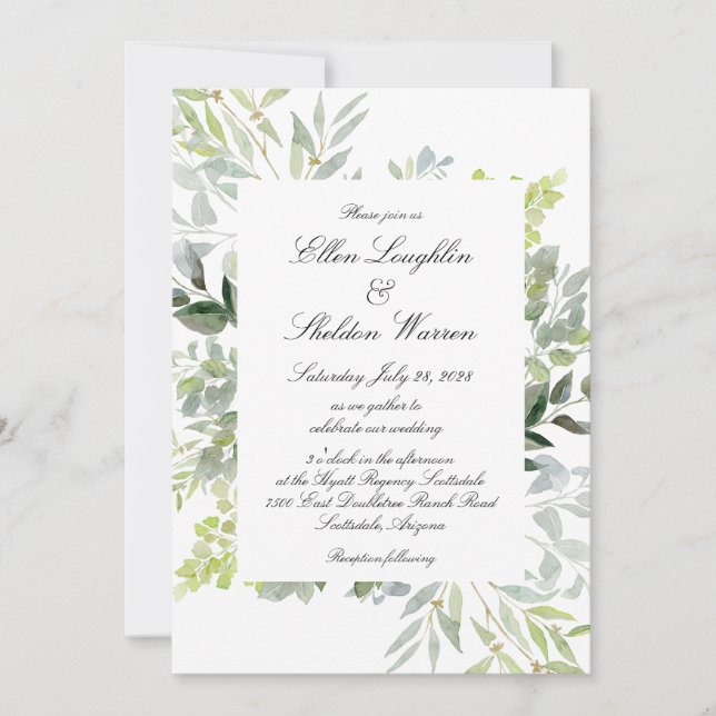 Tuscany Greenery Wedding Invitation (Front)
