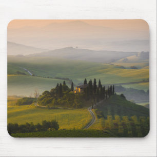 Tuscany hill landscape at sunrise mouse mat