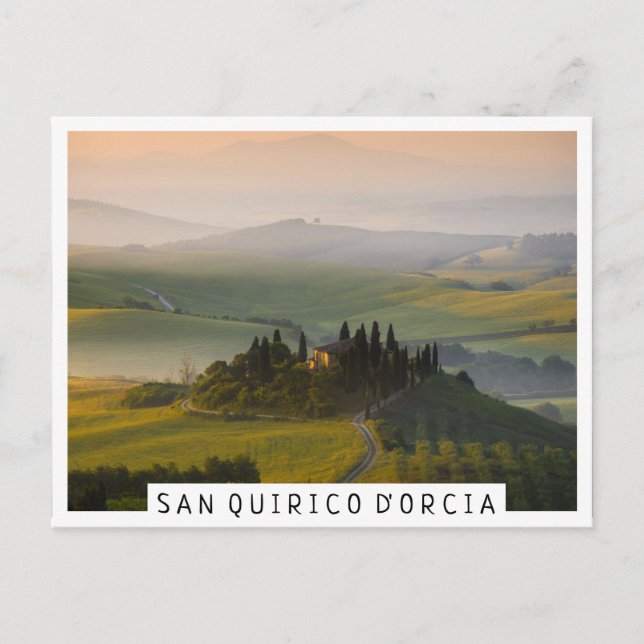 Tuscany hill landscape at sunrise postcard (Front)