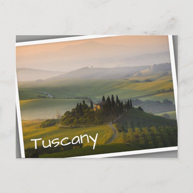Tuscany hill landscape at sunrise postcard (Front)