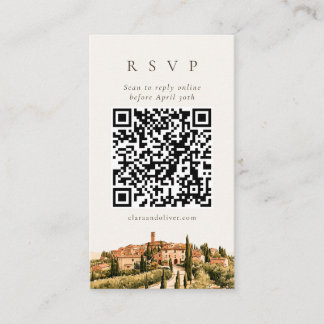 Tuscany Hill Town Cypress Italy QR Code RSVP Card 