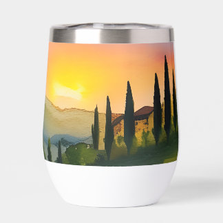 Tuscany Hills Scenic Watercolor 