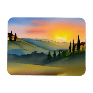 Tuscany Hills Scenic Watercolor Magnet