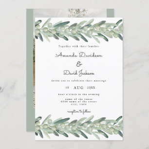 Tuscany Italian Olive Branch Boho Modern Wedding  Invitation