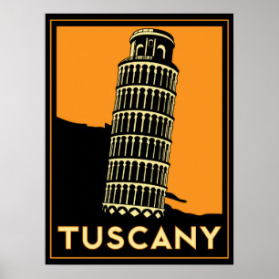 tuscany italy art deco retro poster