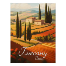 Tuscany Italy Countryside Travel Poster