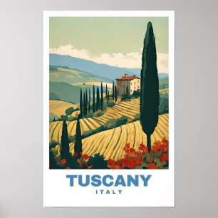 Tuscany Italy Exotic Travel Retro Poster
