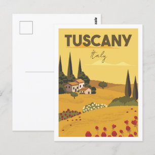 Tuscany Italy Famous Travel Place Illustration Postcard