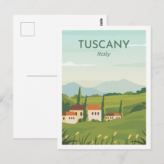 Tuscany Italy Famous Travel Place Illustration Postcard (Front/Back)