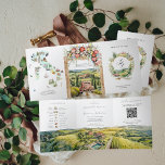 Tuscany Italy | Illustrated Wedding  Tri-Fold Invitation<br><div class="desc">Set the tone for an exciting wedding weekend with a custom itinerary invitation. This "roomy" invitation is a great way to give your guests additional information on the wedding. These cards can list the festivities surrounding your wedding weekend, such as welcome cocktails, after-parties, and morning after brunches. If you’re planning...</div>