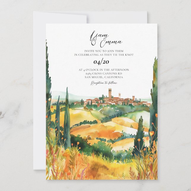 Tuscany Italy Invite Wedding Destination (Front)