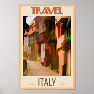 Tuscany Italy Italian Abstract Colorful Travel Poster