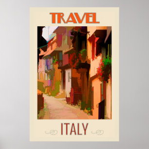 Tuscany Italy Italian Abstract Colourful Travel Poster