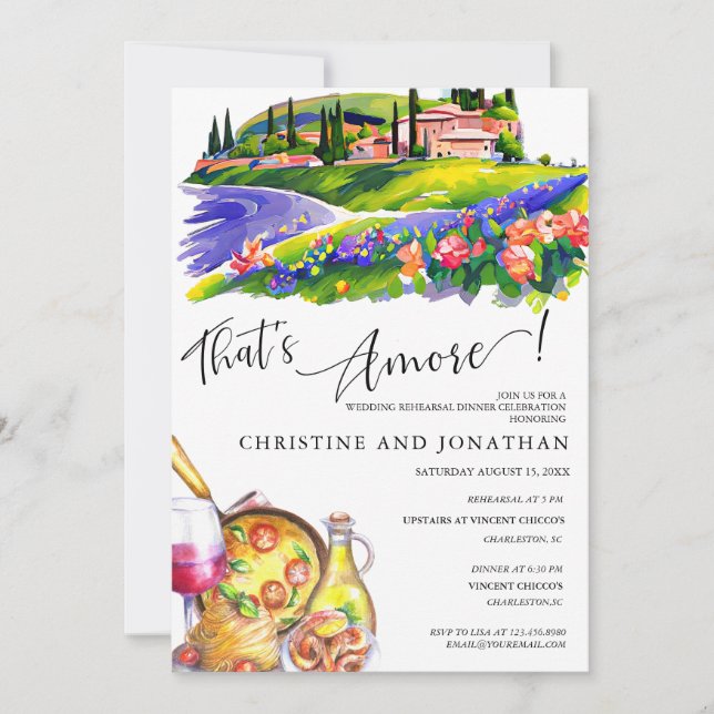 Tuscany Italy | Italian Food | Rehearsal Dinner  Invitation (Front)